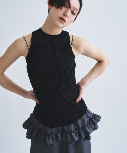 CODE A(コードエー)の「rib highneck pullover(ニット/セーター・レディース・パープル/アイボリー/ブラック・00)」の8枚目の写真