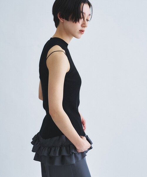 CODE A(コードエー)の「rib highneck pullover(ニット/セーター・レディース・パープル/アイボリー/ブラック・00)」の9枚目の写真