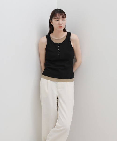 select MOCA（セレクトモカ）の「シアーレイヤードライクヘンリータンクトップ（タンクトップ・レディース・ブラック/ライトグレー/アイボリー・FREE）」の19枚目の写真