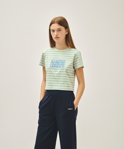 MARITHE + FRANCOIS GIRBAUD(マリテフランソワジルボー)の「W CLASSIC LOGO CROP TEE(Tシャツ/カットソー・レディース・ホワイト/ブラック/ライトグリーン/アイボリー/ライトピンク/チャコール/ダークネイビー・SMALL/MEDIUM)」の10枚目の写真
