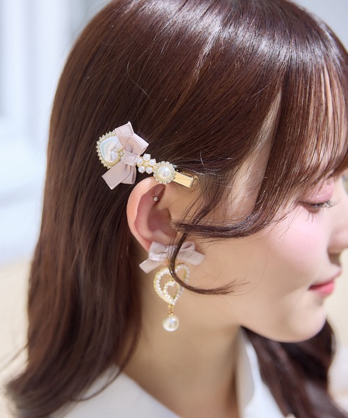ROJITA(ロジータ)の「ハートパールリボンクリップセット(バレッタ/ヘアクリップ・レディース・ブルー/ピンク/ブラック・FREE)」の3枚目の写真
