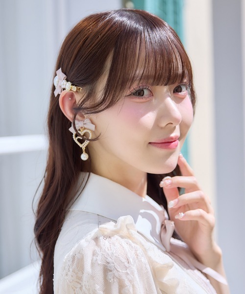 ROJITA(ロジータ)の「ハートパールリボンクリップセット(バレッタ/ヘアクリップ・レディース・ブルー/ピンク/ブラック・FREE)」の4枚目の写真