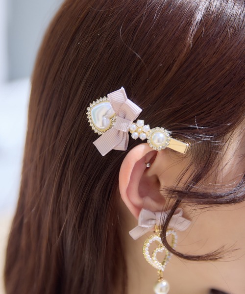 ROJITA(ロジータ)の「ハートパールリボンクリップセット(バレッタ/ヘアクリップ・レディース・ブルー/ピンク/ブラック・FREE)」の10枚目の写真