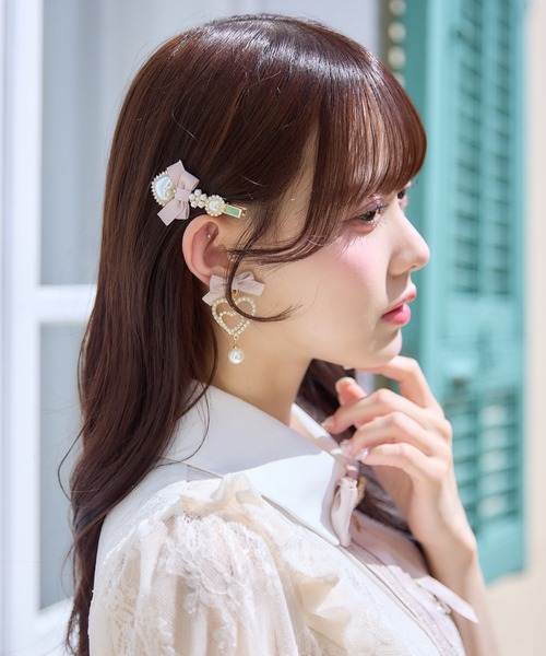 ROJITA(ロジータ)の「ハートパールリボンクリップセット(バレッタ/ヘアクリップ・レディース・ブルー/ピンク/ブラック・FREE)」の6枚目の写真