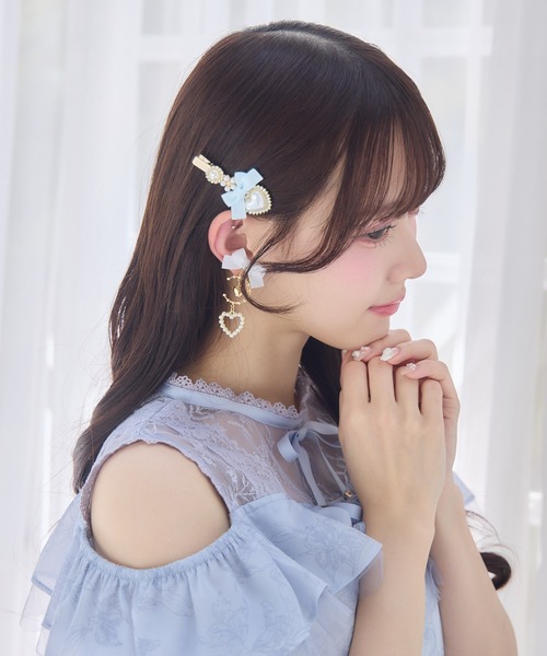 ROJITA(ロジータ)の「ハートパールリボンクリップセット(バレッタ/ヘアクリップ・レディース・ブルー/ピンク/ブラック・FREE)」の7枚目の写真