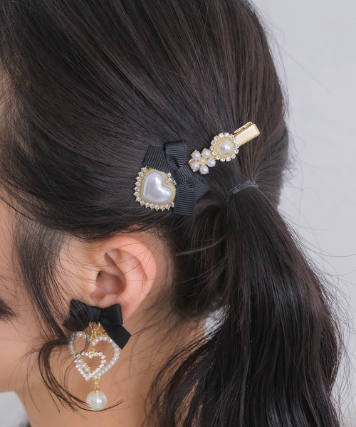 ROJITA(ロジータ)の「ハートパールリボンクリップセット(バレッタ/ヘアクリップ・レディース・ブルー/ピンク/ブラック・FREE)」の14枚目の写真