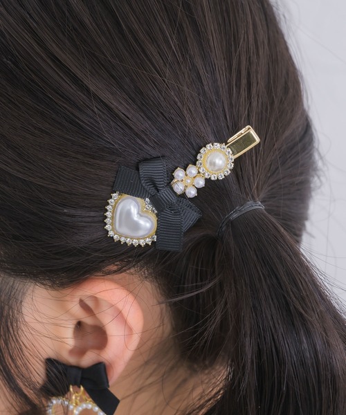 ROJITA(ロジータ)の「ハートパールリボンクリップセット(バレッタ/ヘアクリップ・レディース・ブルー/ピンク/ブラック・FREE)」の15枚目の写真