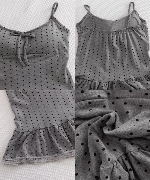 Miniministore(ミニミニストア)の「ドット柄キャミソール レースタイ付き夏服(キャミソール・レディース・ブラウン/ホワイト/グレー/ブラック・FREE)」の16枚目の写真