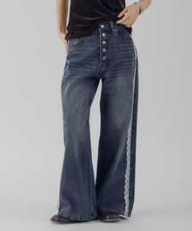 MUHET | lace button-fly denim pants / レースボタンフライデニムパンツ(デニムパンツ)