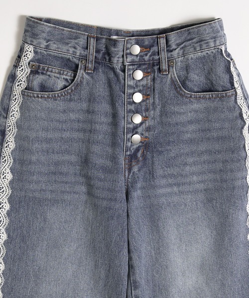 MUHET(ミュエータ)の「lace button-fly denim pants / レースボタンフライデニムパンツ(デニムパンツ・レディース・オフホワイト/インディゴブルー/ライトインディゴブルー・SMALL/MEDIUM/LARGE)」の12枚目の写真