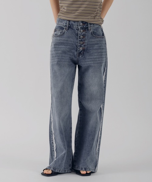 MUHET(ミュエータ)の「lace button-fly denim pants / レースボタンフライデニムパンツ(デニムパンツ・レディース・オフホワイト/インディゴブルー/ライトインディゴブルー・SMALL/MEDIUM/LARGE)」の13枚目の写真