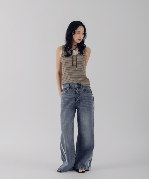 MUHET(ミュエータ)の「lace button-fly denim pants / レースボタンフライデニムパンツ(デニムパンツ・レディース・オフホワイト/インディゴブルー/ライトインディゴブルー・SMALL/MEDIUM/LARGE)」の16枚目の写真