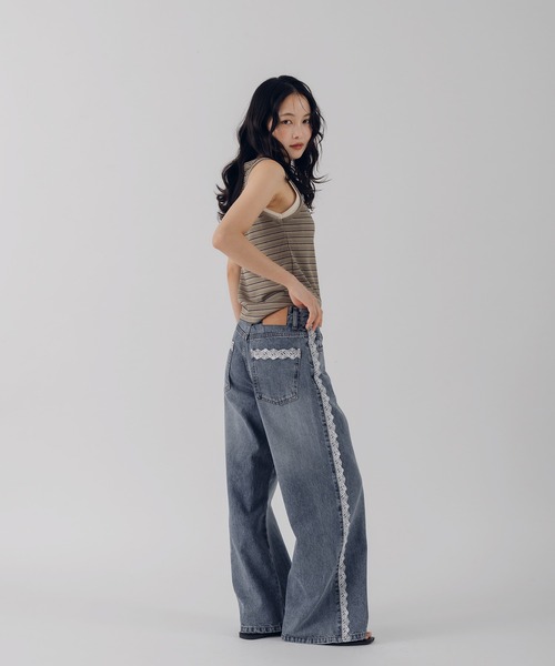 MUHET(ミュエータ)の「lace button-fly denim pants / レースボタンフライデニムパンツ(デニムパンツ・レディース・オフホワイト/インディゴブルー/ライトインディゴブルー・SMALL/MEDIUM/LARGE)」の18枚目の写真