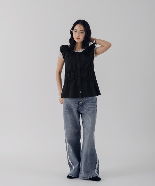 MUHET(ミュエータ)の「lace button-fly denim pants / レースボタンフライデニムパンツ(デニムパンツ・レディース・オフホワイト/インディゴブルー/ライトインディゴブルー・SMALL/MEDIUM/LARGE)」の9枚目の写真