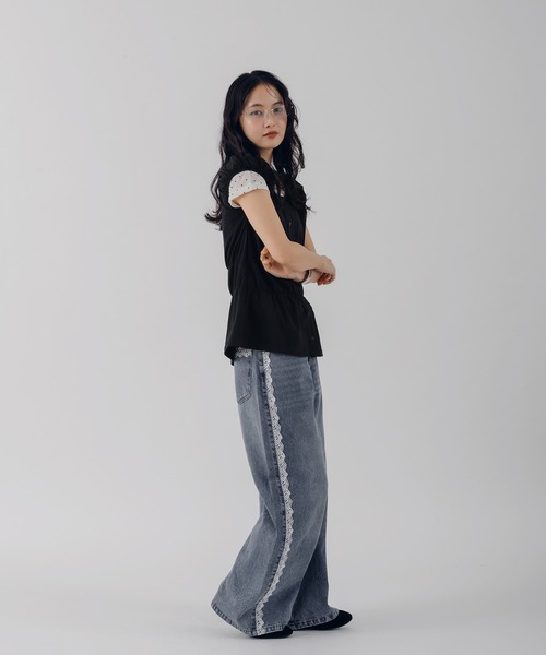 MUHET(ミュエータ)の「lace button-fly denim pants / レースボタンフライデニムパンツ(デニムパンツ・レディース・オフホワイト/インディゴブルー/ライトインディゴブルー・SMALL/MEDIUM/LARGE)」の10枚目の写真
