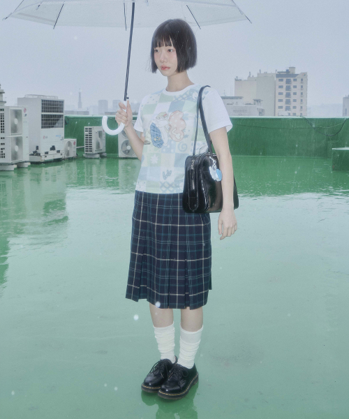 Video Jockey（ビデオジョッキー）の「[キョンゲXビデオザキ] パッチワークプリントTシャツ [ブルー]（Tシャツ/カットソー・レディース・ブルー・X-SMALL）」の2枚目の写真
