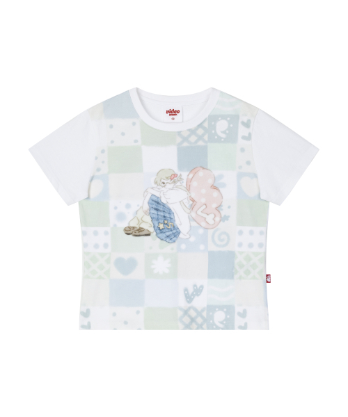 Video Jockey（ビデオジョッキー）の「[キョンゲXビデオザキ] パッチワークプリントTシャツ [ブルー]（Tシャツ/カットソー・レディース・ブルー・X-SMALL）」の6枚目の写真