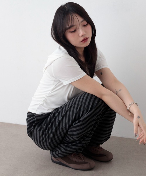 WEGO(ウィゴー)の「WEGO/【26年春夏新作】ボーダーカット2WAYパンツ(スウェットパンツ・レディース・ダークグレー・FREE)」の15枚目の写真
