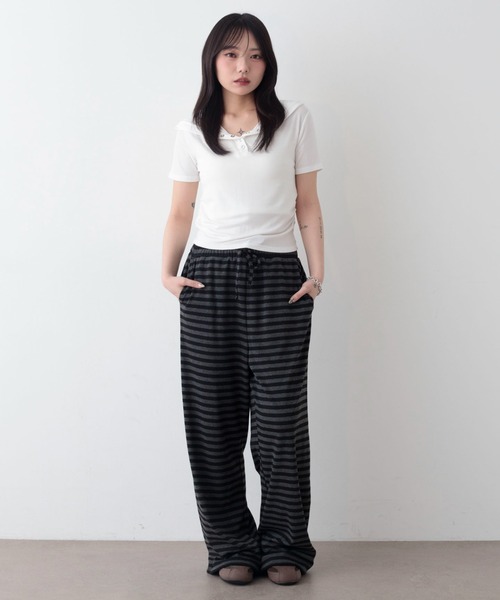 WEGO(ウィゴー)の「WEGO/【26年春夏新作】ボーダーカット2WAYパンツ(スウェットパンツ・レディース・ダークグレー・FREE)」の17枚目の写真