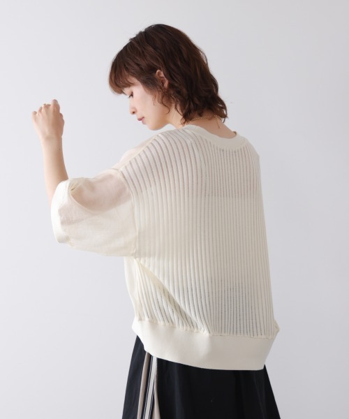 Bou Jeloud（ブージュルード）の「バック異素材ロゴトップス（Tシャツ/カットソー・レディース・アイボリー/ブラック/グレー・FREE）」の10枚目の写真