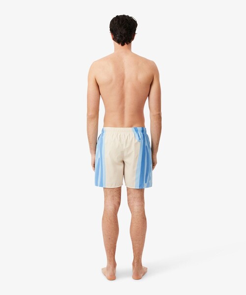 LACOSTE(ラコステ)の「ストライプ&ワニグラフィックスイムショーツ(水着・メンズ・ホワイト×ブルー・M/S/L)」の3枚目の写真