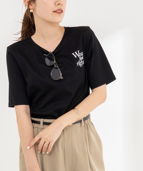 NOLLEY’S(ノーリーズ)の「ウォッシャブルプリントT(Tシャツ/カットソー・レディース・グリーン/ホワイト/サックスブルー/ブラック・38)」の1枚目の写真