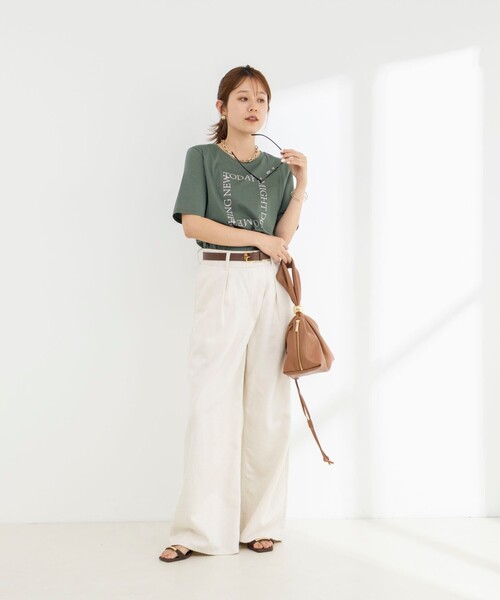 NOLLEY’S(ノーリーズ)の「ウォッシャブルプリントT(Tシャツ/カットソー・レディース・グリーン/ホワイト/サックスブルー/ブラック・38)」の5枚目の写真