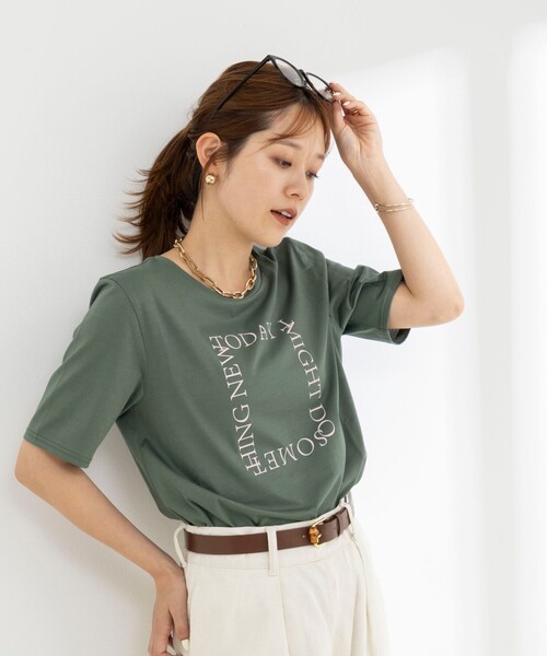 NOLLEY’S(ノーリーズ)の「ウォッシャブルプリントT(Tシャツ/カットソー・レディース・グリーン/ホワイト/サックスブルー/ブラック・38)」の8枚目の写真