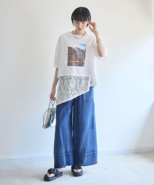 Paradise Picnic(パラダイスピクニック)の「Dignite Collier フォトプリントTシャツ(Tシャツ/カットソー・レディース・ホワイト/ブラック・FREE)」の6枚目の写真