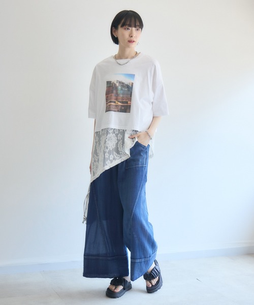 Paradise Picnic(パラダイスピクニック)の「Dignite Collier フォトプリントTシャツ(Tシャツ/カットソー・レディース・ホワイト/ブラック・FREE)」の7枚目の写真
