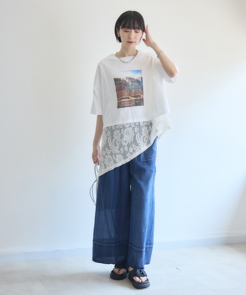 Paradise Picnic(パラダイスピクニック)の「Dignite Collier フォトプリントTシャツ(Tシャツ/カットソー・レディース・ホワイト/ブラック・FREE)」の8枚目の写真