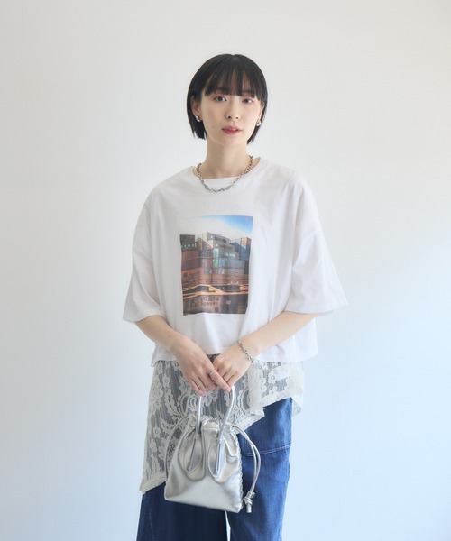 Paradise Picnic(パラダイスピクニック)の「Dignite Collier フォトプリントTシャツ(Tシャツ/カットソー・レディース・ホワイト/ブラック・FREE)」の4枚目の写真