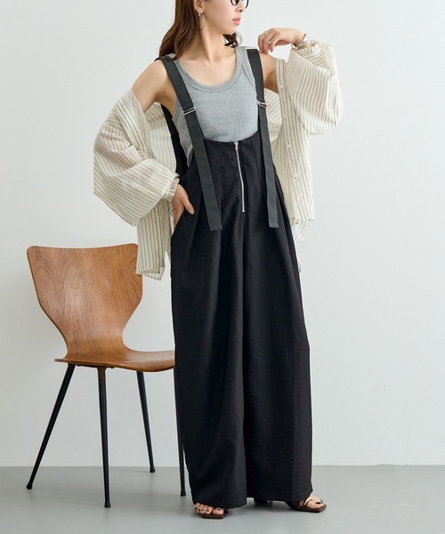 MAISON BREEZE reveur(メゾンブリーズレヴール)の「【MAISON BREEZE reveur】シータックサロペット trc(サロペット/オーバーオール・レディース・チャコールグレー/ブラック/オリーブ・FREE)」の2枚目の写真