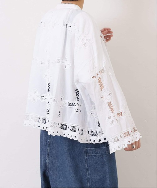 JOURNAL STANDARD LUXE(ジャーナルスタンダード ラックス)の「《追加》バテンレース スタンドカラーギャザーブラウス(シャツ/ブラウス・レディース・ホワイト/ブラック・FREE)」の7枚目の写真