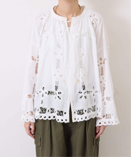 JOURNAL STANDARD LUXE(ジャーナルスタンダード ラックス)の「《追加》バテンレース スタンドカラーギャザーブラウス(シャツ/ブラウス・レディース・ホワイト/ブラック・FREE)」の8枚目の写真