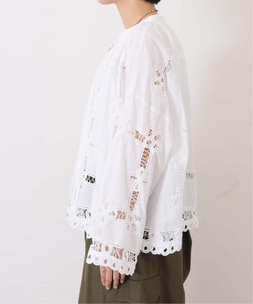 JOURNAL STANDARD LUXE(ジャーナルスタンダード ラックス)の「《追加》バテンレース スタンドカラーギャザーブラウス(シャツ/ブラウス・レディース・ホワイト/ブラック・FREE)」の9枚目の写真