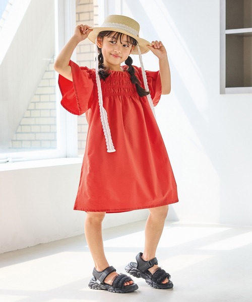 ROPE' PICNIC（ロペピクニック）の「【KIDS/キッズ】サッカーシャーリングワンピース（ワンピース・キッズ・ブラック/レッド・120/130/140/150）」の4枚目の写真