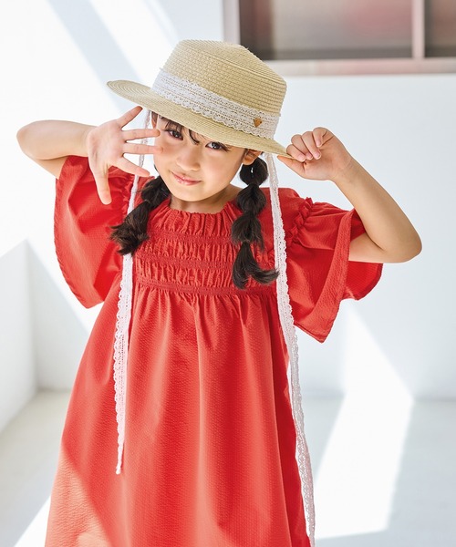 ROPE' PICNIC（ロペピクニック）の「【KIDS/キッズ】サッカーシャーリングワンピース（ワンピース・キッズ・ブラック/レッド・120/130/140/150）」の3枚目の写真