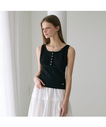 Lace Button Sleeveless [Black]