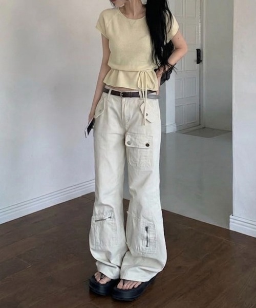 LADY LIKE（レディライク）の「【春夏新作】ウエストマークゆったりシアーニット（ニット/セーター・レディース・グレー/アイボリー/ブラック・M）」の8枚目の写真