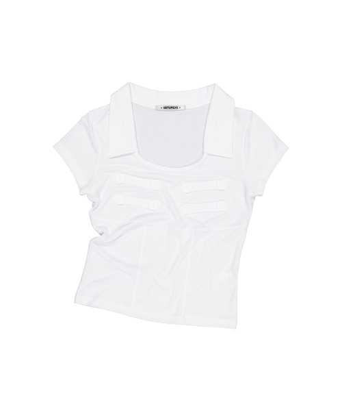 SETUP-EXE(セットアップイーエックスイー)の「NAPOLEON COLLAR TOP / WHITE(Tシャツ/カットソー・レディース・その他・OS)」の5枚目の写真