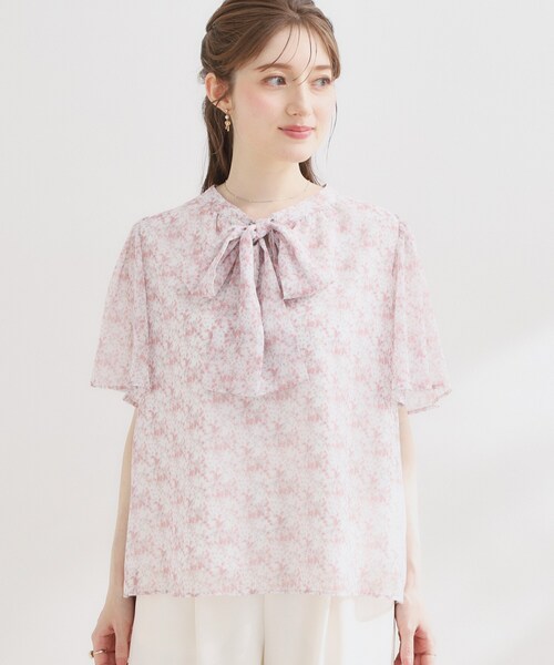 couture brooch（クチュールブローチ）の「【洗える】リボンボウタイ 小花柄ブラウス（シャツ/ブラウス・レディース・ブルー系/ネイビー系/ピンク系5・42/38/40/36）」の18枚目の写真