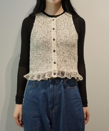 CLANE | CLANE MIX MESH GATHER NO SLEEVE TOPS(その他トップス)