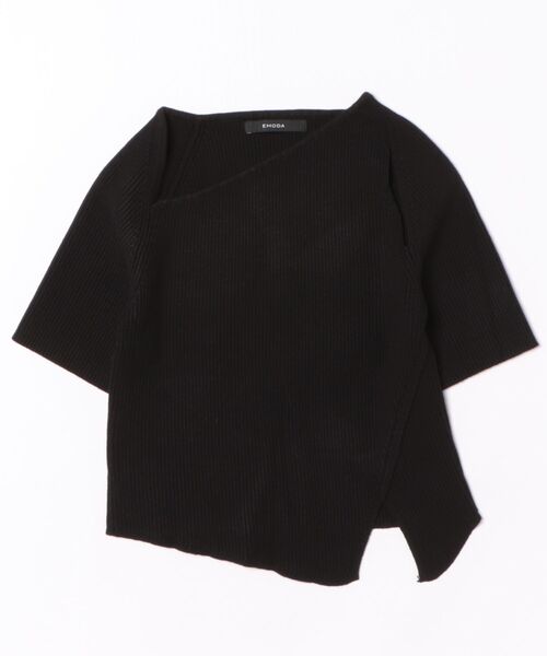 EMODA(エモダ)の「SKIN LINE SHORT SLEEVE KNIT(ニット/セーター・レディース・グレー/ミント/ブラック・FREE)」の2枚目の写真