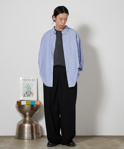 ROOPTOKYO(ループトウキョウ)の「ストライプチェックワイドパンツ 柄パンツ ワイドパンツ 2026年 夏 夏服 秋服(スラックス・メンズ・ブラック/ブラウン/グレー/ブラック系・M/L)」の12枚目の写真