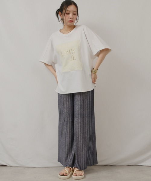 palm RICHE（ポームリシュ）の「OWNit.ドルマンT（Tシャツ/カットソー・レディース・オフホワイト/ブラック/ライトグリーン系・M）」の10枚目の写真