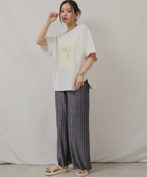 palm RICHE（ポームリシュ）の「OWNit.ドルマンT（Tシャツ/カットソー・レディース・オフホワイト/ブラック/ライトグリーン系・M）」の11枚目の写真