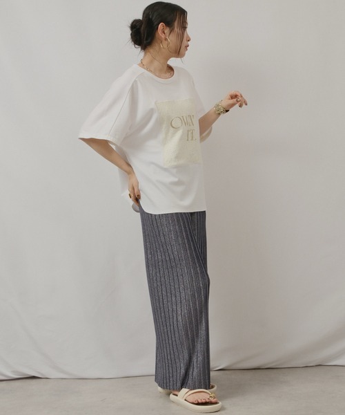palm RICHE（ポームリシュ）の「OWNit.ドルマンT（Tシャツ/カットソー・レディース・オフホワイト/ブラック/ライトグリーン系・M）」の15枚目の写真