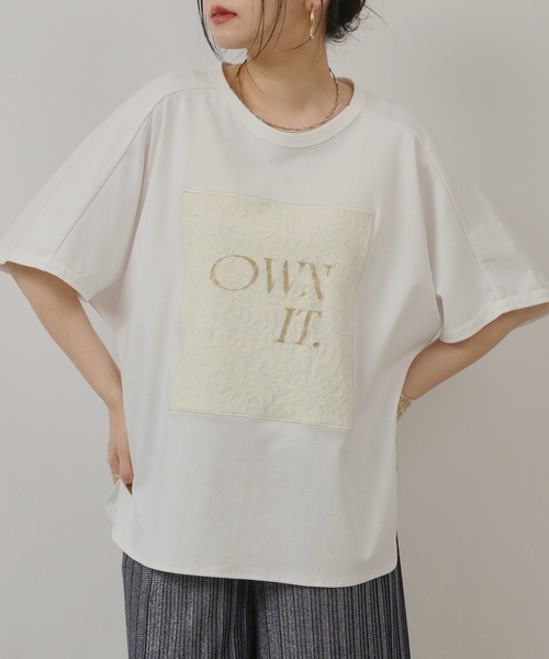 palm RICHE（ポームリシュ）の「OWNit.ドルマンT（Tシャツ/カットソー・レディース・オフホワイト/ブラック/ライトグリーン系・M）」の5枚目の写真