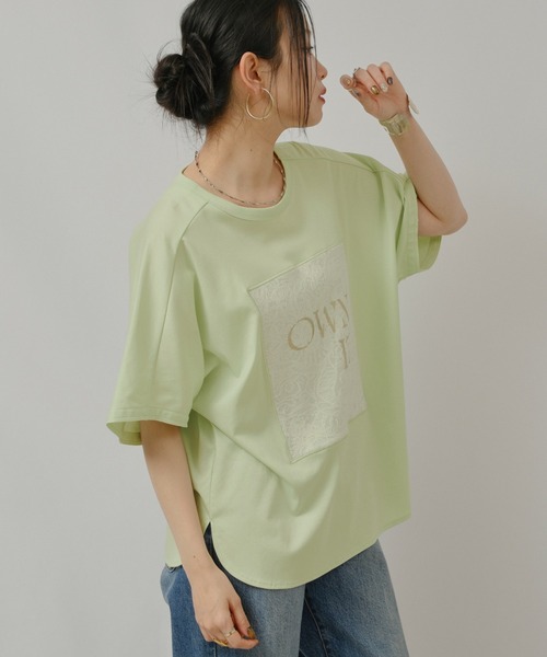 palm RICHE（ポームリシュ）の「OWNit.ドルマンT（Tシャツ/カットソー・レディース・オフホワイト/ブラック/ライトグリーン系・M）」の18枚目の写真